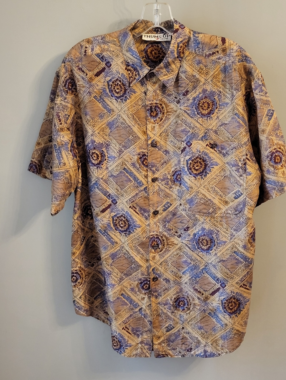 Thumbs Up Vintage 90s Silk Short Sleeve Casual Button-up Shirt Small